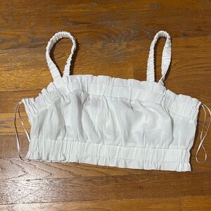 H&M White Ruched Crop Top
